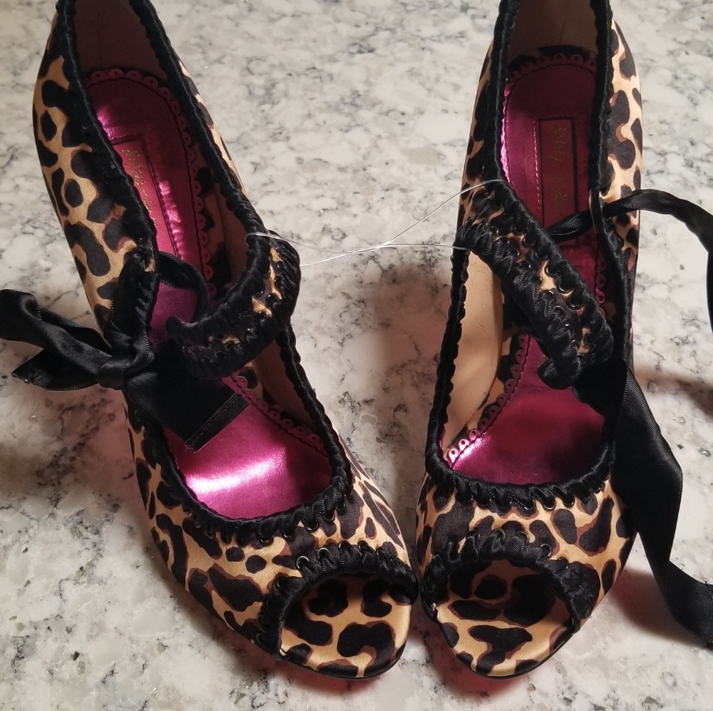 Betsey Johnson Leopard Satin Shoes